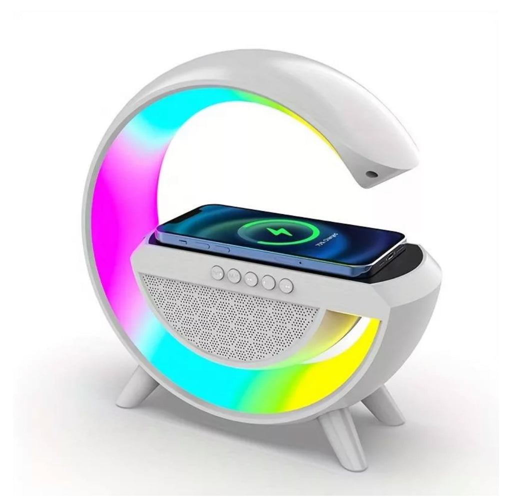 Lampă 3 în 1 cu încărcare wireless și boxă Bluetooth